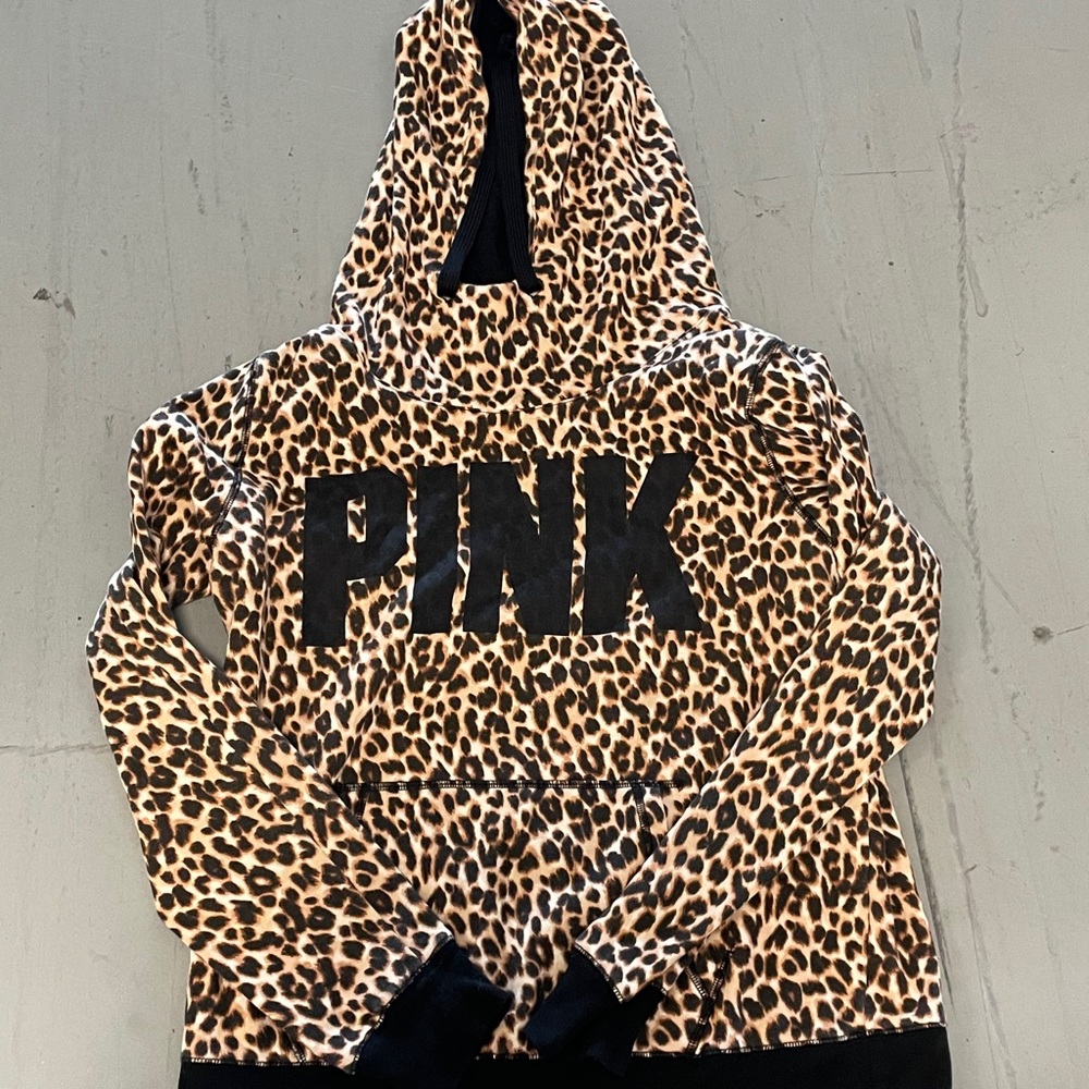 VHTF All over Leopard VS Pink Hoodie size Large!